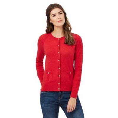 Mantaray Red cable knit sleeve cardigan